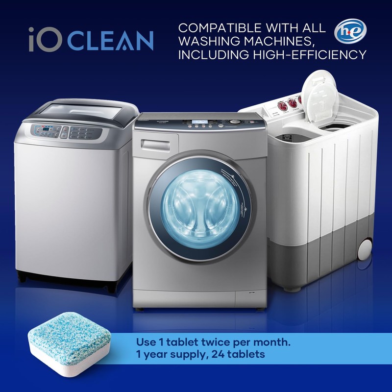 iO CLEAN Washing Machine Cleaner Descaler Tablets, 24 Count (1