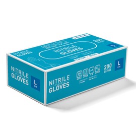[SCOOP CORPORATION] Nitrile Gloves, Large Size, Thin 200 Sheers, Blue, 0.07 mm, Powder Free, Food Sanitation Act Compliant