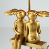 LAZHUG Kissing Bunny Lamp, H16in Gold Resin Rabbit Table Lamp,