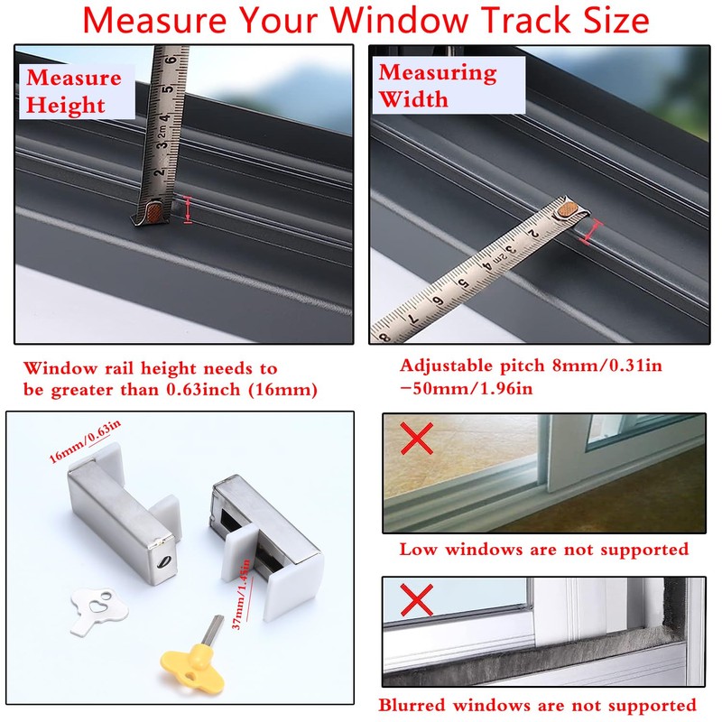 2 Pack Sliding Door Safety Lock - Child Proof Window