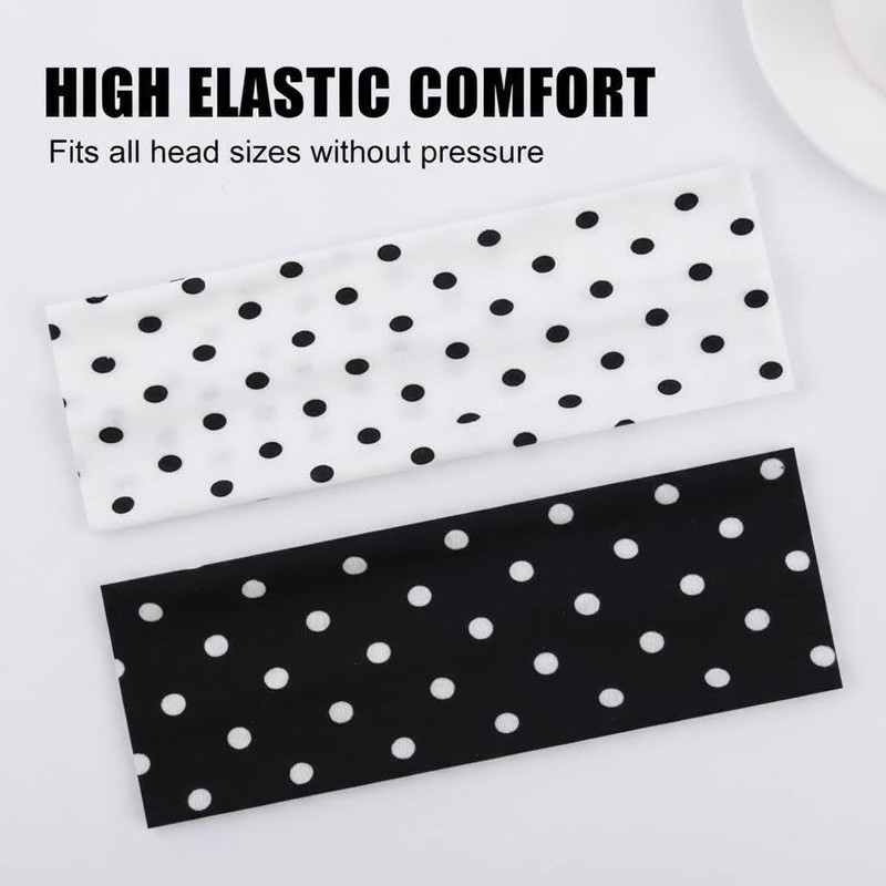 2 Pcs Polka Dot Headbands for Women Men Non Slip