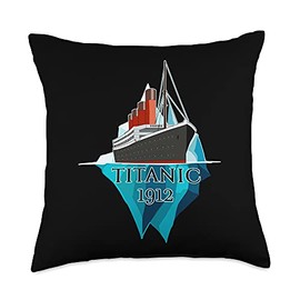 Titanic RMS Titanic Gifts RMS Titanic Vintage Cruise Ship Gift Throw Pillow, 18x18, Multicolor