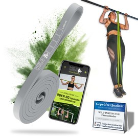 Wild Instincts Pull Up Band Light 1.3 cm / Band for Pull-Ups, Fitness Bands Set/Resistance Bands Set/Elastic Band Sport/Resistance Bands for Crossfit & Stretching + Bag + Training WebApp
