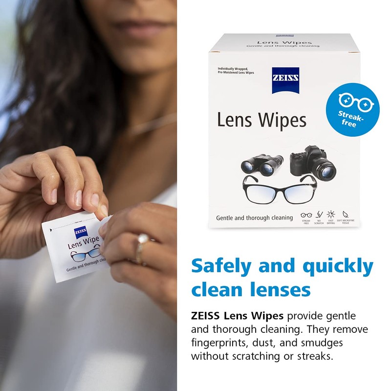 Zeiss Pre-Moistened Lens Cleaning Wipes, 6 x 5-Inches, 200 Count