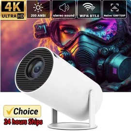 HY300 Portable Projector Smart Home Theater WiFi Wireless Projection BT4.2 LED Game Projection 4K 1080p HD Audio Cable Screen