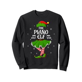 Piano Elf Christmas Family Girls Women Elf Squad Xmas Sweatshirt