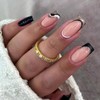 Square French Press on Nails Short Black Nude Fake Nails