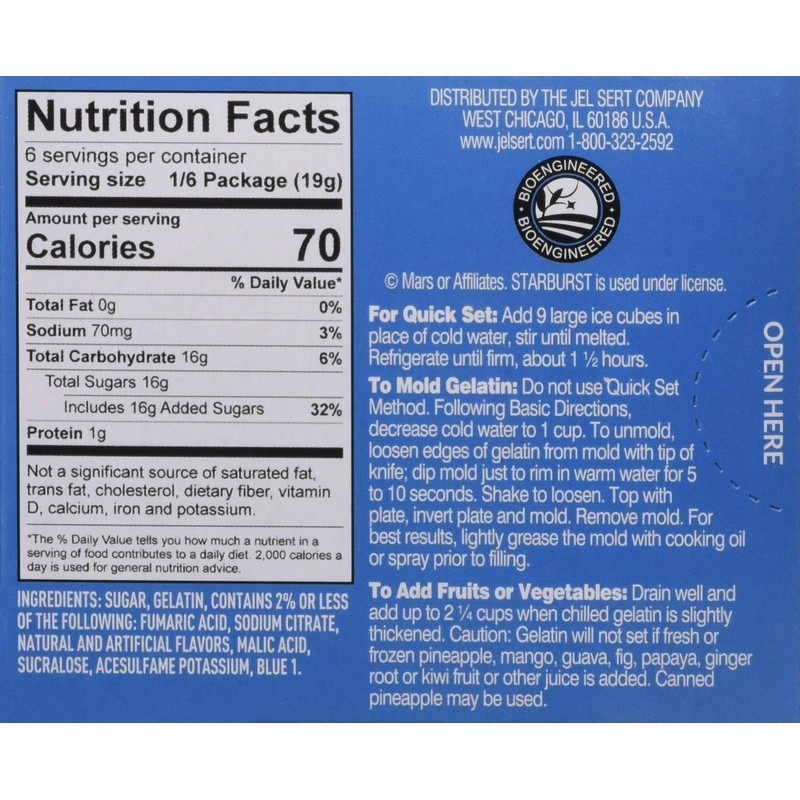 Starburst Gelatin – Blue Raspberry, 12Count