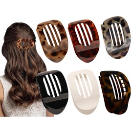 AYNKH 6 PCS Flat Hair Claw Clips for Women Fine Thick Hair, Curved Design Flat Claw Clip Strong Hold Hair Clip Accessories for Women and Girls