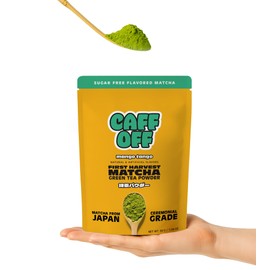 Caff Off Caffeine Mango Matcha Green Tea Powder From Japan - 1.06 oz / 30 g - Ceremonial Grade & Sugar Free - No Fillers or Milk Powders - Tested For Heavy Metals & Radiation - First Harvest & Shade Grown Matcha Powder