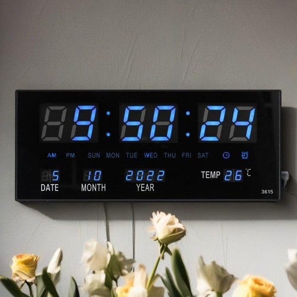 LED Wall Clock Blue 36 x 15 cm Segment LED