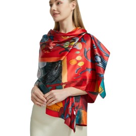 PANTONIGHT Scarfs for Women Fashion Long Floral Scarf Lightweight Silk Feeling Head Scarf Printing Shawls Double Sides (2808)