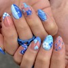 GlamRays Blue Press-on Nails Long False Nails Almonds Acrylic Nails