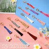 Hicarer 24 Pieces Leather Tassels Keychain Key Rings Circle PU