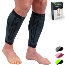 Pack of 2 Compression Calf Bandage for Men & Women - Calf Stockings for Muscle Fibre Tear, Runners, Shin Splints & Cramps - Compression Stockings Sports - Breathable & Non-Slip, black