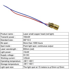 Aihasd 10pcs 3V Laser Head Diode Dot Module WL Red Mini 650nm 6mm 5mW