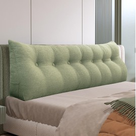 Daneey Headboard Wedge Pillow + Leg Elevation Pillow, Bed Wedge Pillow for Headboard Bolster Reading Pillow for Bed Back Pillow for Sitting in Bed Wedge Pillow Headboard (Green, King)