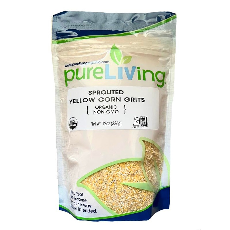 PureLiving Organic SPROUTED Yellow Corn Grits - 12 Ounce Bag