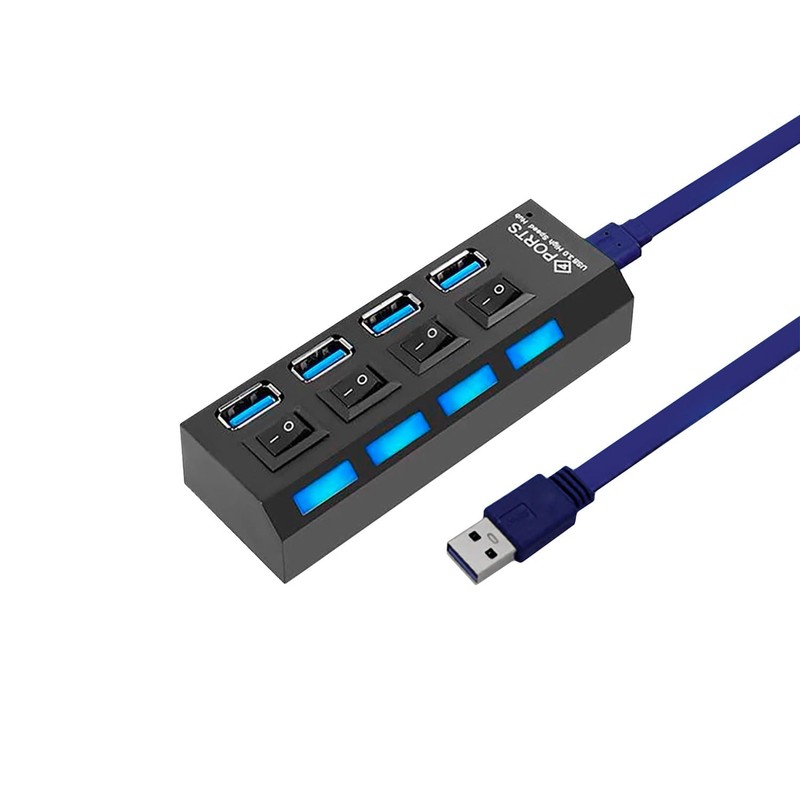OcioDual Splitter with 4-Way External USB 3.0/2.0 Hub Black Distributor