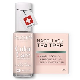 PODERM - Tea Tree Nail Polish Colour Care Pale Pink - Improves the Look for Yellow or Brittle Nails - 2 in 1 Care - Made in Switzerland