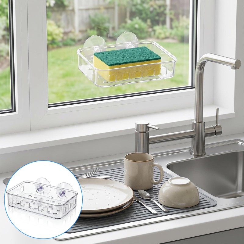 lMengjbang 2Pcs Suction Cup Soap Dish Holder Acrylic Shower Soap
