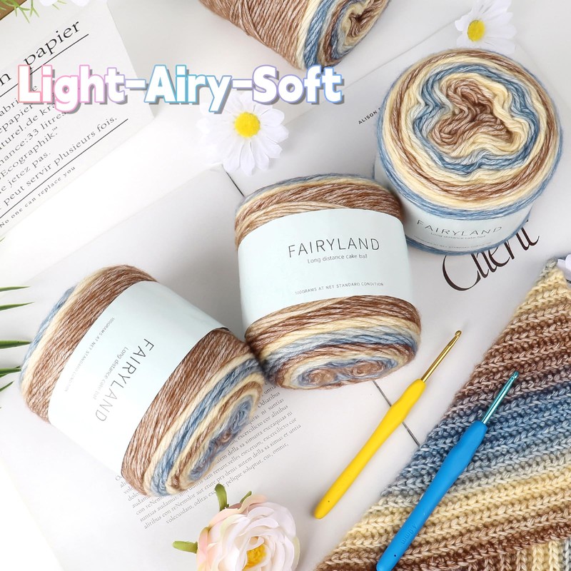 Katech Fairyland Yarn for Crocheting Knitting-4 Packs Gradient Cake Yarn