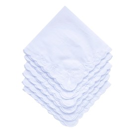 MemoryHanky Bulk Pack Handkerchiefs Cotton Scalloped Hankies Pocket Square Towel White 11 Inches