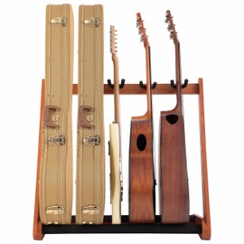 Nefelibata Multi-Purpose Guitar Stands 5 Wooden Guitar Rack Floor Stand for Guitars and Cases, Electric Guitars, Acoustic Guitars, Bass Guitars, Cellos - German Ash (Yellowish Brown)