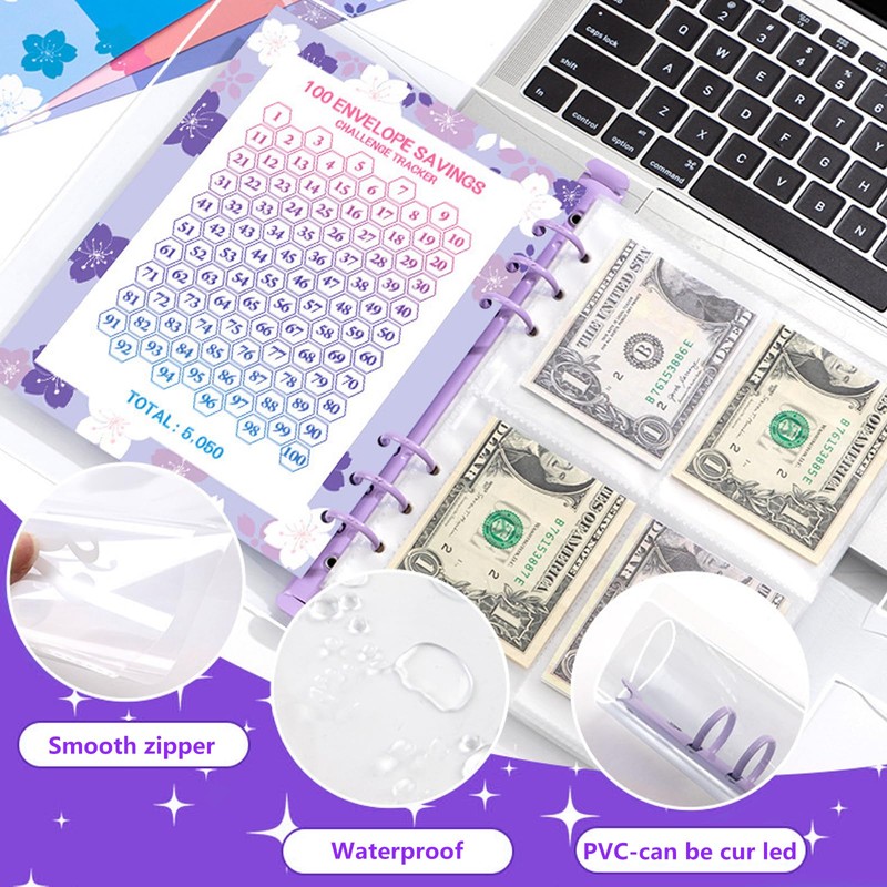 ROSYLEVE 100 Envelope Saving Challenge with 6 Pieces Highlighter with