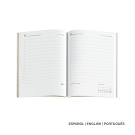 Miquelrius - Year Planner 2023 - Day Page - Size 122 x 168 mm - Flexible Synthetic Leather Cover - Double Elastic - Spanish, English and Portuguese - Blue