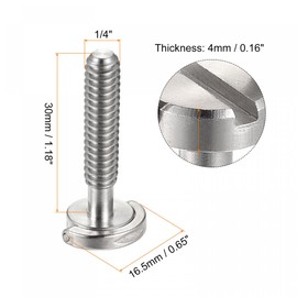 sourcing map Camera Tripod Screw 1/4 Inch Connector Mounting Screw Adapter Slotted 1.18 Inch Length for Camera Stand Microphone Holder Stainless Steel Pack of 2