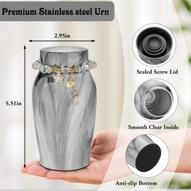 SOITIS Urns for Human Ashes, Mini Urn for Ash Male Female, Small Urns for Human Ashes Keepsake, Stainless Steel Memorial Cremation, Decorative Urn Funeral Urn - Black Keepsake Holder