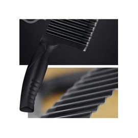 French Fry Cutter, Crinkle Cutter, Potato Slicer, and Vegetable slicer. Stainless Steel Deeper Crinkle Slicer Sharp Blade with Hang Hole Wavy French Fries Chopper for Potato, Carrot, Etc (Black)