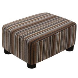 CAROLMADE Small Foot Stool Ottoman Footstool with Legs Under Desk Footrest for Living Room Bedroom and Office,Linen-Stripe Brown