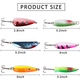 Shaddock Fishing Spoons Metal Lures, 30pcs Colorful Casting Fishing Spinner Baits Trout Trolling Spoon Fishing Lures Sharp Treble Hooks Tackle Kit