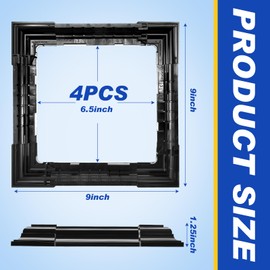 Thyle 6 x 6 Inch Vinyl Post Skirt Adjustable Black Post Base Cover Vinyl Fences Post Trim Column Sleeve for 3 to 6.5 Inch Porch Fence Deck(4 Pcs)