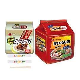 Parasite Noodle - Jjapaguri / Chapaguri (Jjapaghetti and Neoguri Combined - Oscar Parasite Ram Don Jjapaguri) + COKOYAM Chopsticks (4+4 (8 Packs))