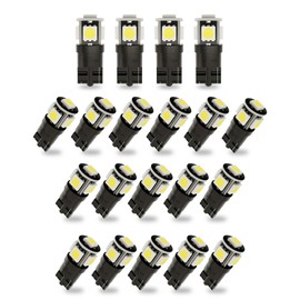 Yorkim 194 LED Bulbs White 6000k Super Bright 5th Generation, T10, 168 LED Bulb for Car Interior Dome Map Door Courtesy License Plate Lights W5W 2825, Pack of 20