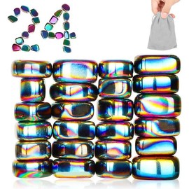 10Pcs Rainbow Hematite Magnetic Stone Kit, DIY Round Polished Magnets for Home Office Kitchen, Educational Science Kit for Wall Stickers, Building Gadgets for Gift - Color: Rainbow