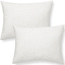 Makemake Organics Organic Toddler Pillowcase (Set of 2) GOTS Certified Organic Cotton Pillowcase Breathable Safe No Chemicals No Dyes Fits 13x18 Travel Pillows Neutral Unisex (Dotty, 14x19)