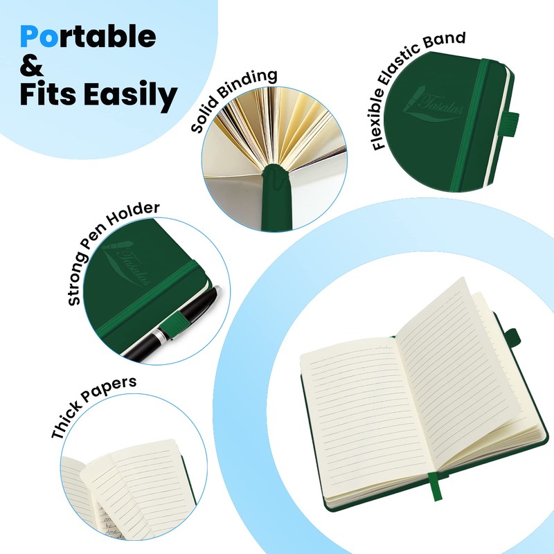 Tasalas Pocket Notebook Portable A6 Notebooks with Inner Pocket and