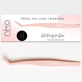 NKA Precision Lash Tweezers – Non-Stick Coated Tips for Effortless Press-On Lash Application – Soft Pink, Ergonomic Design