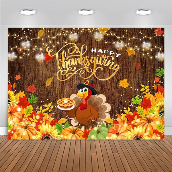 Mocsicka Happy Thanksgiving Backdrop Fall Harvest Thanksgiving Day Party Banner