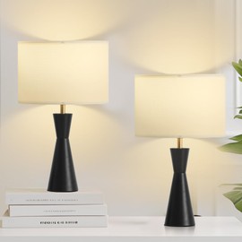 LIMIXI Bedside Lamps Set of 2, 3-Color Dimmable Black Metal Table Lamp for Living Room/Bedroom/Entryway and Other Rooms, Led Bulb Included