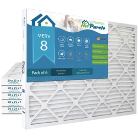 AirPurete 20x25x1 HVAC Furnace Air Filters | Actual Size: 19-1/2" x 24-1/2" x 3/4" | MERV 8 | PACK OF 6 FILTERS