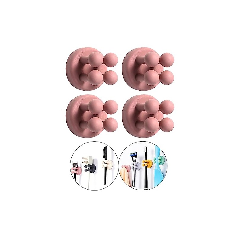 Silicone Toothbrush Holders Razor Hooks Adhesive Wall Mounted for Hanging