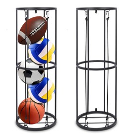 ZEMBSOYA Vertical Ball Storage Rack, Wall-Mounted Garage Sports Equipment Organizer for Basketball, Soccer and Volleyball.