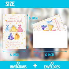 Doguiei Princess Birthday Party Invitations, Fairy Tale Themed Party Invitations Card for Boys Girls (30 Cards & 30 Envelopes)