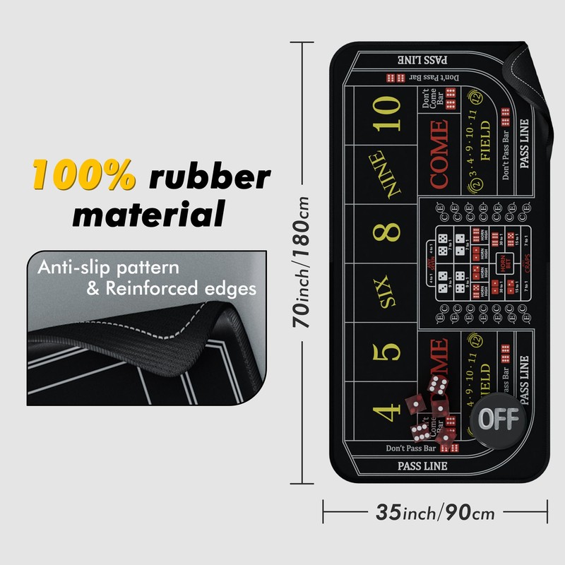 iEsstros Craps Table Top Set Craps Mat 70" x 35"
