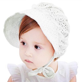 Sombrero de algodón ajustable con ojales para bebé y niña pequeña, Blanco-2, Medium